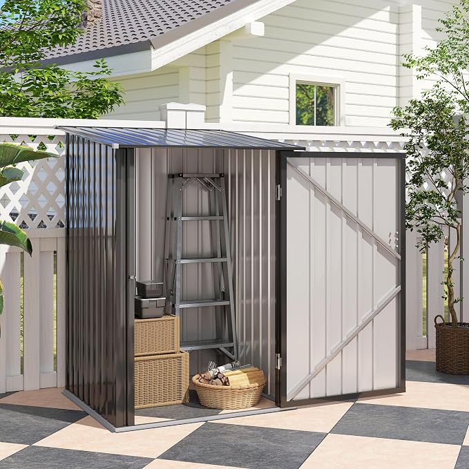 Outsunny 3.3' x 3.4' Outdoor Storage Shed, Metal Garden Tool House - Image 8