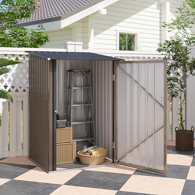 Outsunny 3.3' x 3.4' Outdoor Storage Shed, Metal Garden Tool House - Image 7