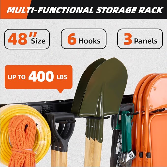 Garage Tool Organizer Wall Mount 48", Garage Wall Organizer 400 lbs, Heavy Duty - Image 2