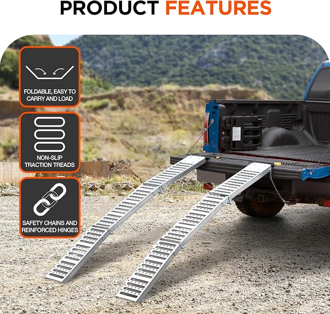 Rockland 72" x 9" Tri-Fold Steel Truck Ramps, 1000 LBS Capacity, Folding - Image 7