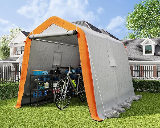 AMERLIFE 6x8x6.6 FT Heavy Duty Portable Shed Storage Shelter, Outdoor Storage by AMERLIFE