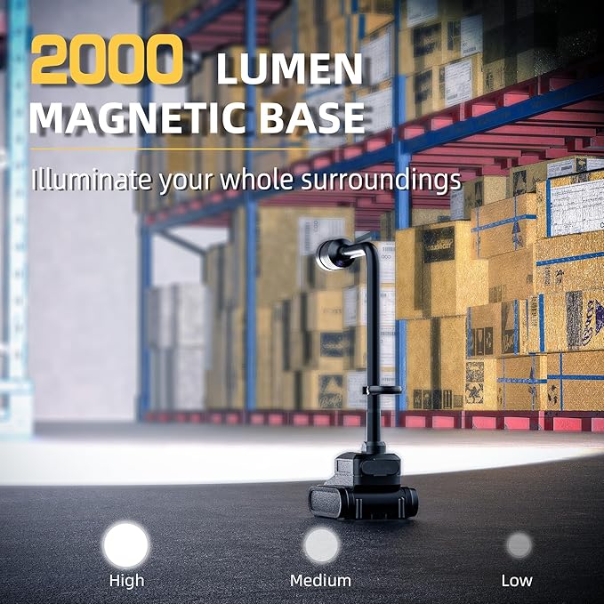LED Work Light, 5000mAh Magnetic Gooseneck Light Rechargeable, 2000 Lumen - Image 4