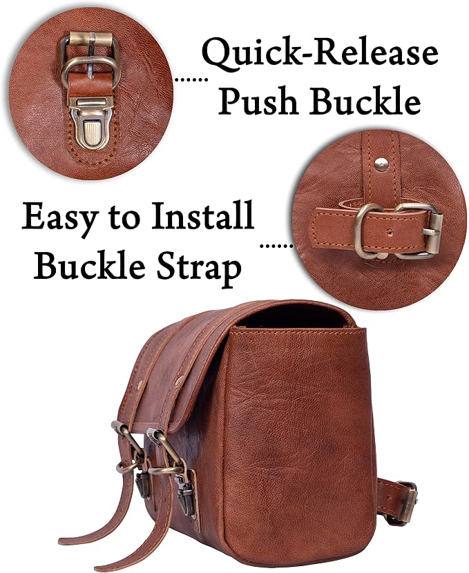Genuine Leather Large Capacity Saddle Bag - Image 2