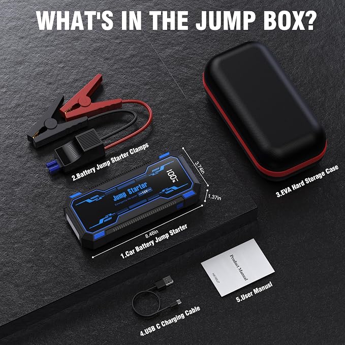 Car Jump Starter 6000A Car Battery Jump Starter Portable, 12V Battery Jumper - Image 7