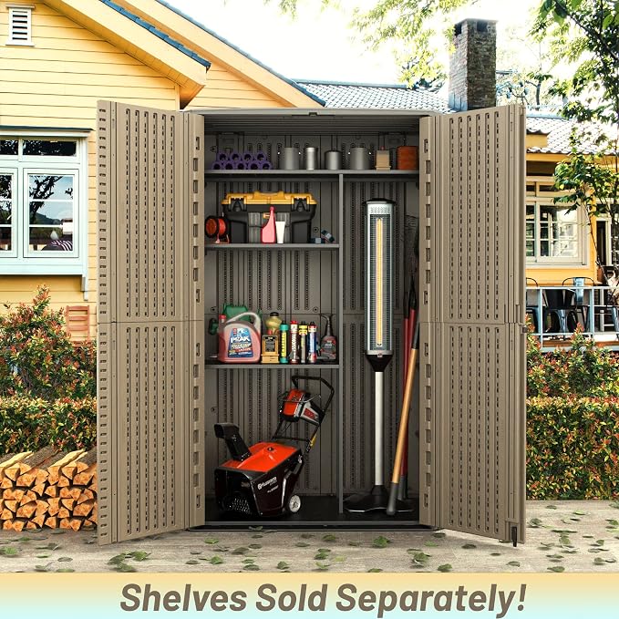 ADDOK Outdoor Storage Sheds Waterproof, Resin Outdoor Storage Cabinet Lockable - Image 5