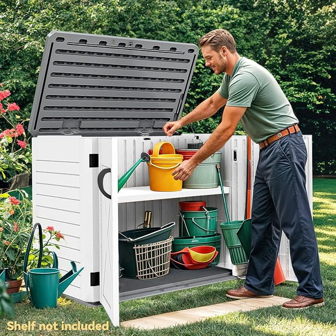 DWVO Outdoor Storage Shed, Weatherproof Resin, 35 Cu Ft Capacity, Horizontal - Image 7