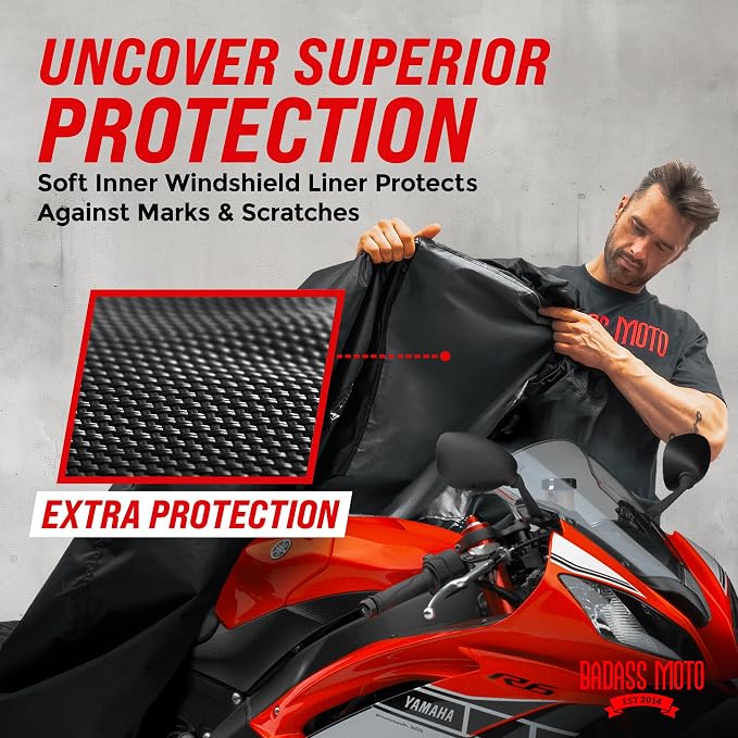 Badass Moto Ultimate Motorcycle Cover Waterproof Outdoor Heavy Duty Fits Harley - Image 3