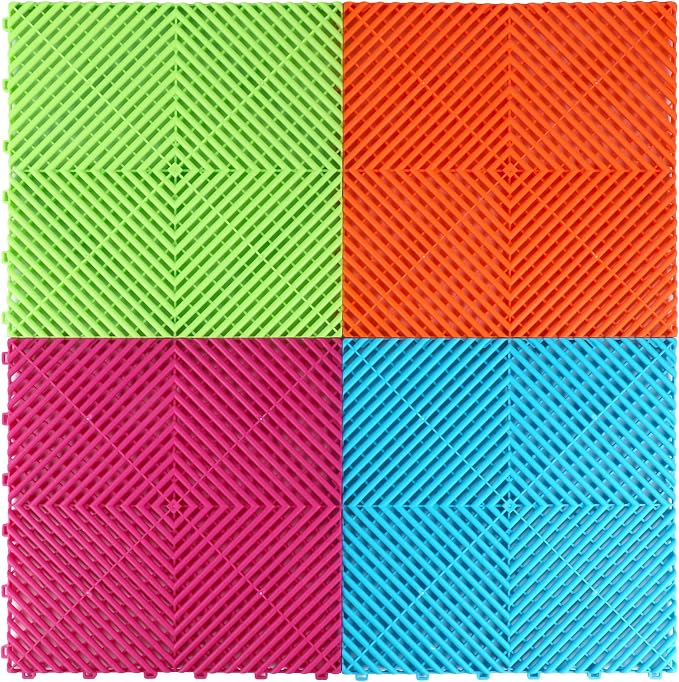 15.7"x15.7" Garage Flooring Tiles, Non-Slip Interlocking Plastic Garage Floor - Image 2
