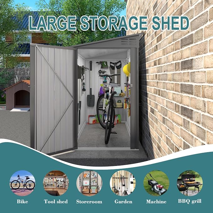 4 * 9.2 FT Outdoor Storage Shed, Galvanized Steel Garden Shed - Image 5