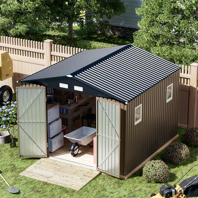 Breezz Outdoor Storage Shed 10 x 10ft. Utility Tool Shed Metal Storage Garden by BreezZ