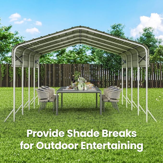 12x20' Heavy Duty Metal Carport – Sturdy Structure, All-Weather Protection - Image 8