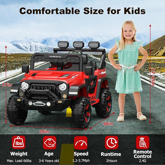 12V Kids Ride On Car with Parent Remote Control, Electric Car - Image 2