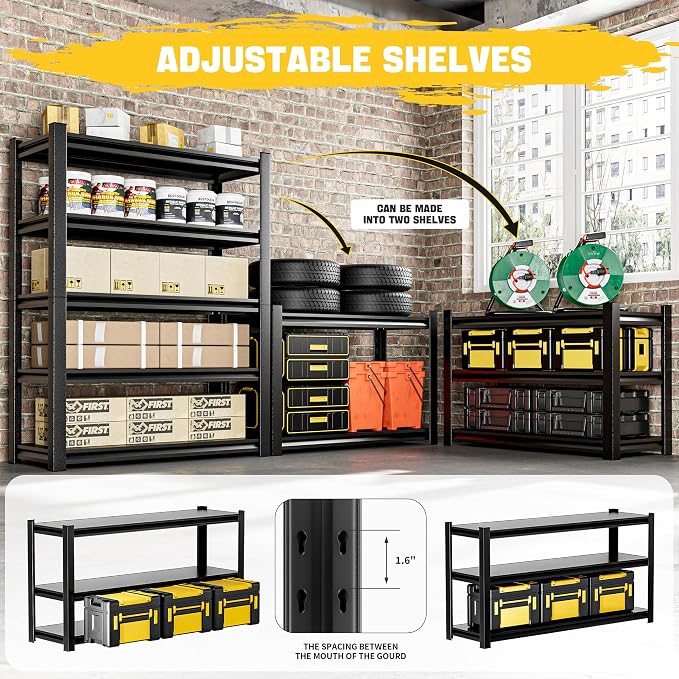 Garage Shelving Unit Rustproof 72" H3000bls Heavy Duty Storage Shelves Easy - Image 4