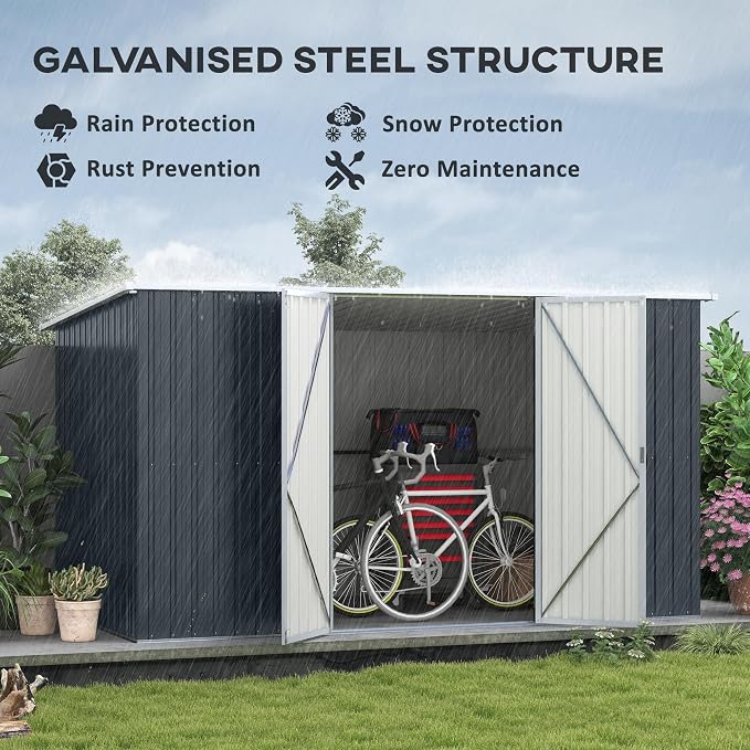 Outsunny 11' x 6' Outdoor Storage Shed, Galvanized Metal Utility Garden Tool - Image 2