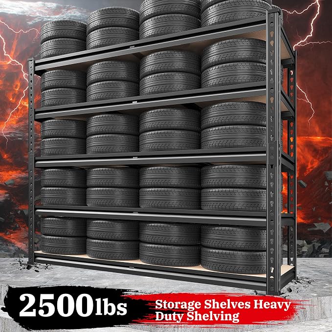 REIBII 2500LBS Garage Shelving 72''H Storage Shelves 40" W Metal Shelving 5 - Image 4