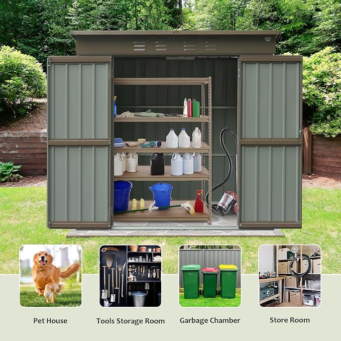 IKERY Metal Storage Shed 6' x 4' - Image 6