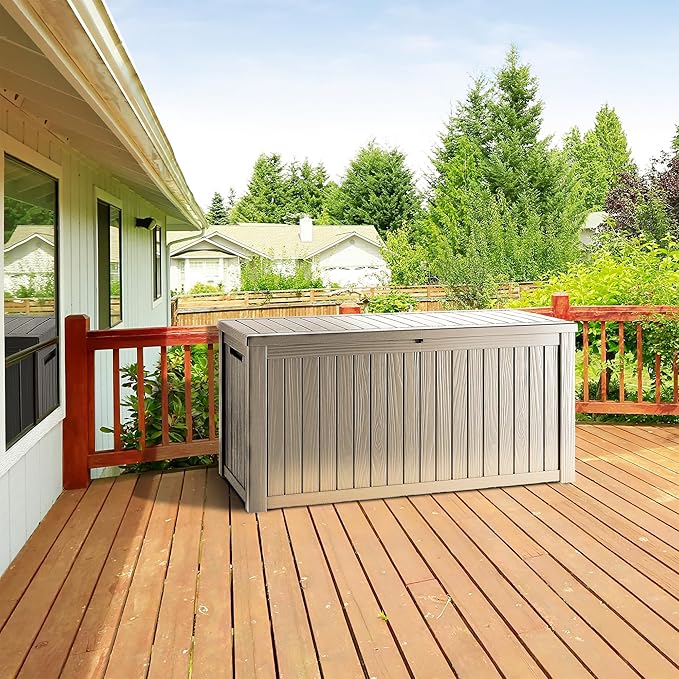 270 Gallon Lockable Resin Deck Box, Waterproof & UV-Resistant Outdoor Storage - Image 4