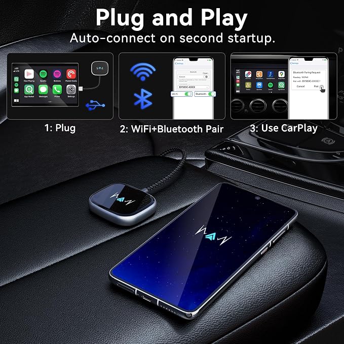 Wireless Android Auto Adapter, Wireless carplay Adapter, Latest NFC Touchscreen - Image 2