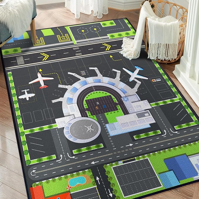 Play Rug for Playroom 3x4 Airport Carpet for Boys Bedroom - Image 2