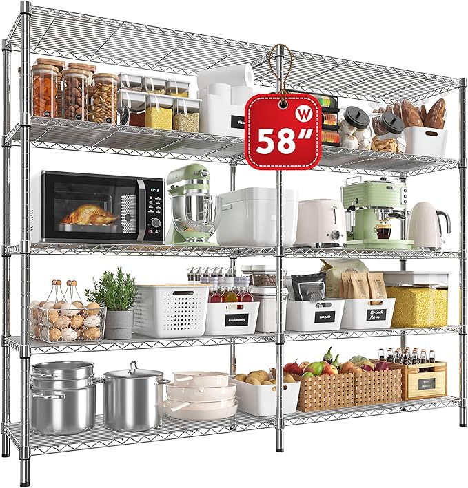 REIBII 58" W 5 Tier Heavy Duty Wire Shelving Unit - 1400LB Metal by REIBII