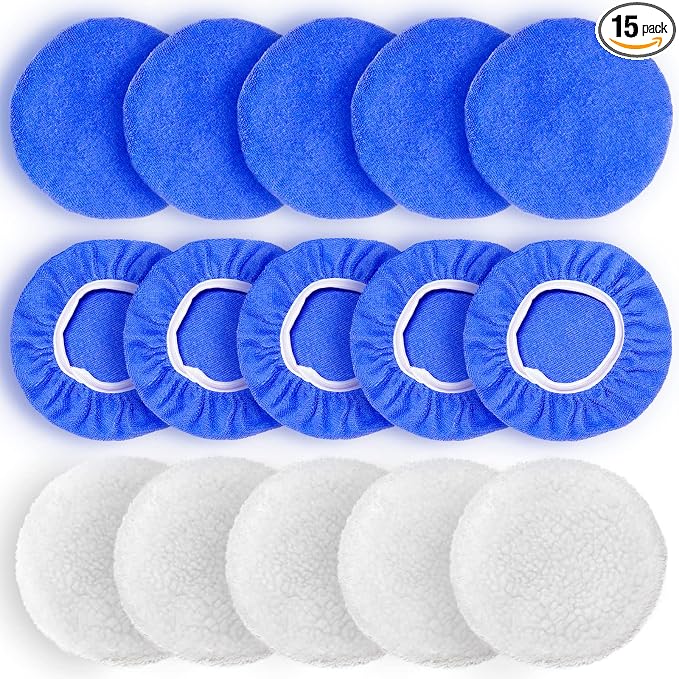 9 to 10 Inch Car Polisher Pad Bonnet, 10*Microfiber+5*Woollen by FONAROLL