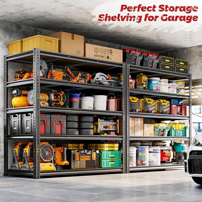 48"W Garage Shelving, 2650LBS Storage Shelves heavy duty, 5 Tier Metal Shelving - Image 4
