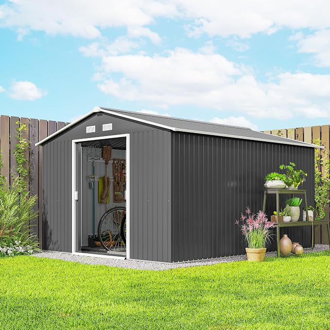 Outsunny 11' x 9' Outdoor Storage Shed, Garden Tool Metal Shed - Image 2