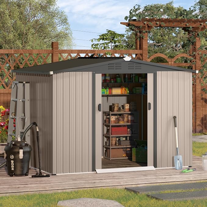 AECOJOY 8 x 6 Ft Shed, Outdoor Storage Tool Shed, Metal Garden Shed - Image 2