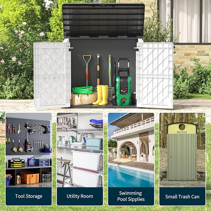 Outdoor Storage Shed 36 Cu. Ft. Resin Garden Horizontal Storage Large Capacity - Image 6