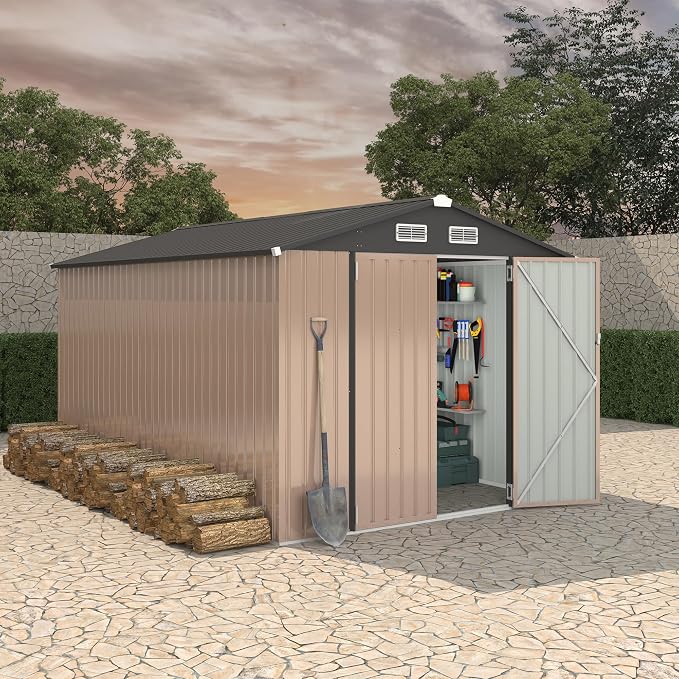 8x12x6.4 FT Outdoor Storage Sheds, Metal Garden Tool Shed - Image 6