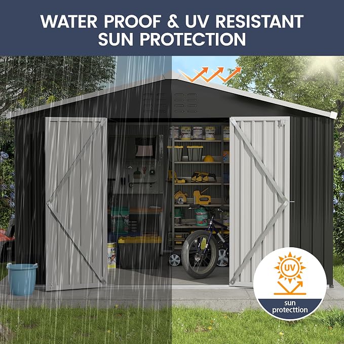 UDPATIO Outdoor Storage Shed 10x12 FT, Outside Sheds & Outdoor Storage Metal - Image 4