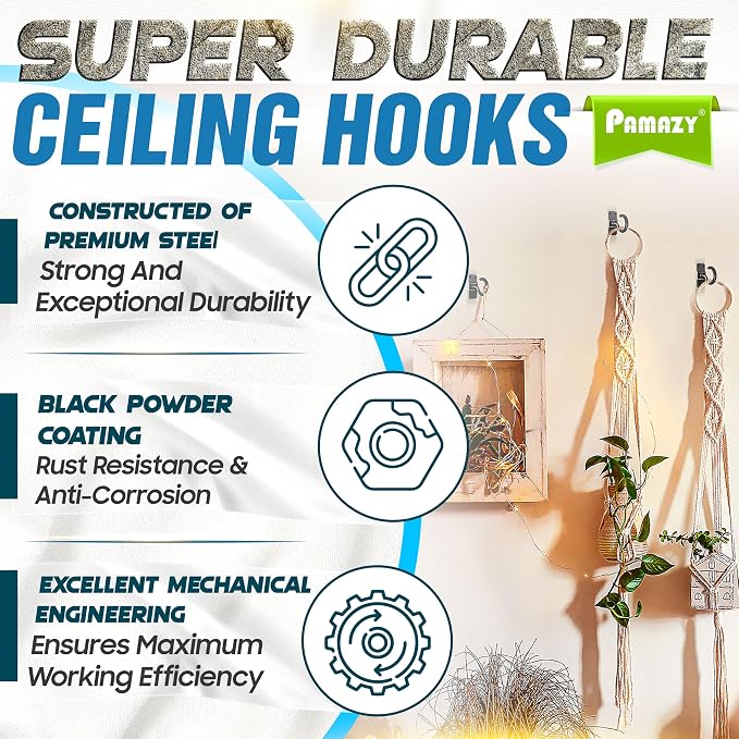 4Pcs 200LBS Rotatable Ceiling Hooks - Image 4