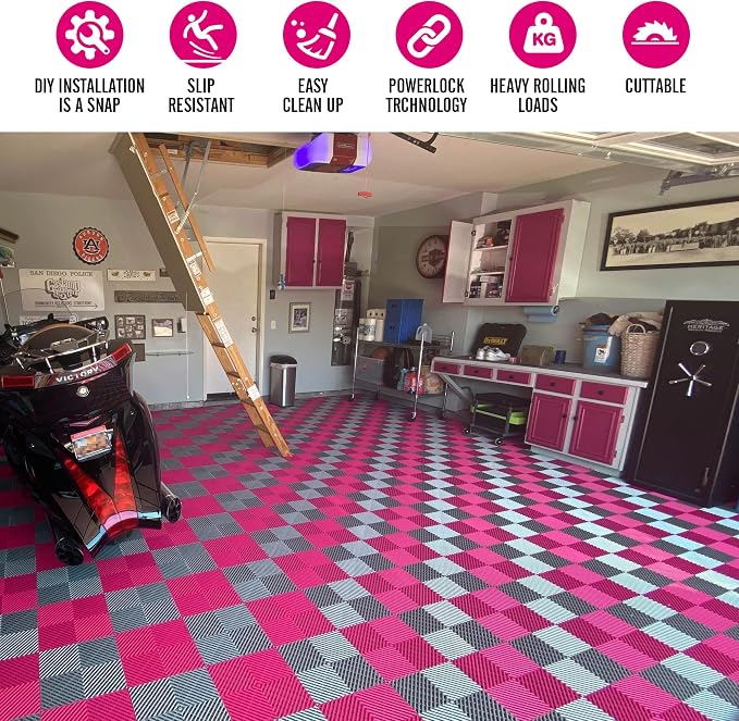 15.7"x15.7" Garage Flooring Tiles, Non-Slip Interlocking Plastic Garage Floor - Image 3