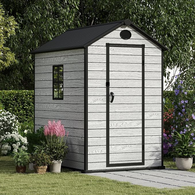 4.4x6 FT Resin Outdoor Storage Shed Large, 230 Cuft Garden Tool Sheds & Outdoor - Image 5