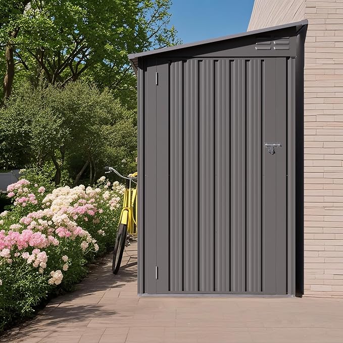 4x9 FT Outdoor Storage Shed, Lean to Metal Shed W/Window, All Weather by Unknown