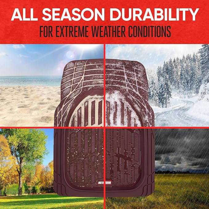 BDK Red All Weather Heavy Duty Car Floor Mats Interior Liners - Image 5