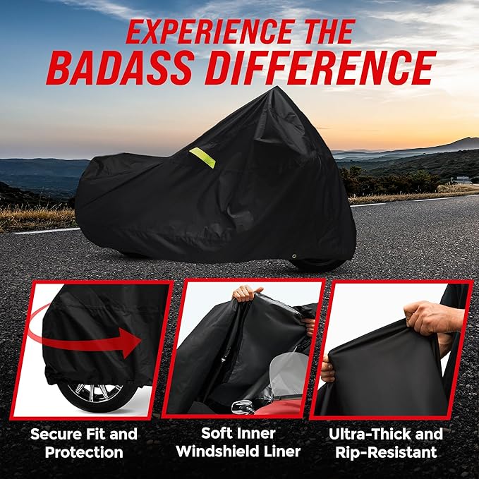 Badass Moto Ultimate Motorcycle Cover Waterproof Outdoor Heavy Duty Fits Harley - Image 2
