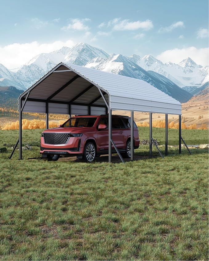13'x21'x11' Oversized Metal Carport, Steel Heavy Duty Car Ports by GarveeLife