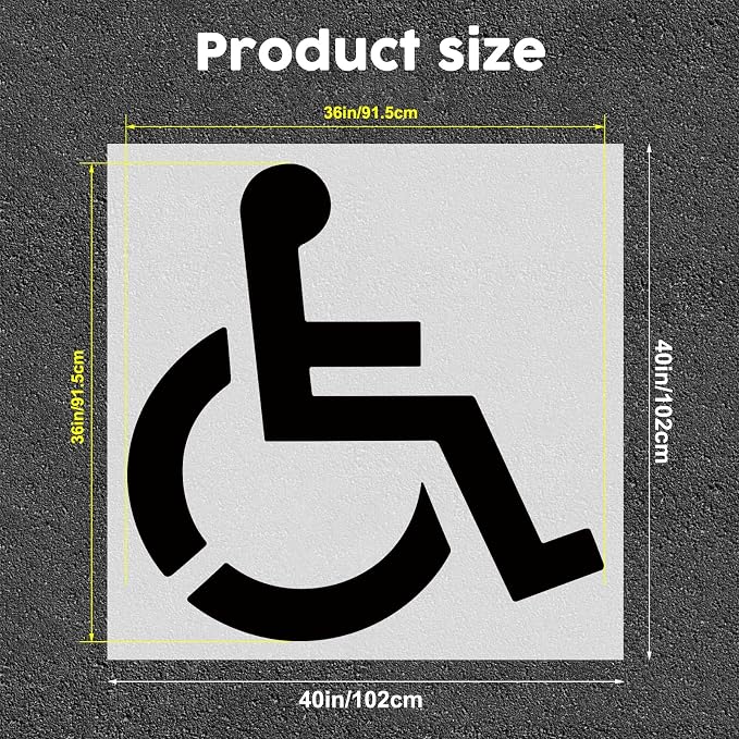 Large Handicap Parking Stencil, 36 Inch Reusable Silicone Disabled Symbol - Image 2