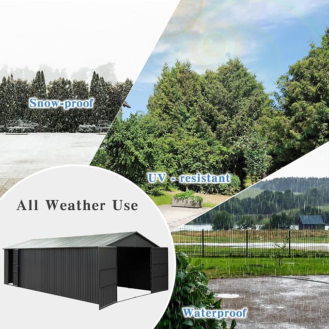 Domi 12x20FT Outdoor Garage Metal Shed, Extra Large Carport - Image 6