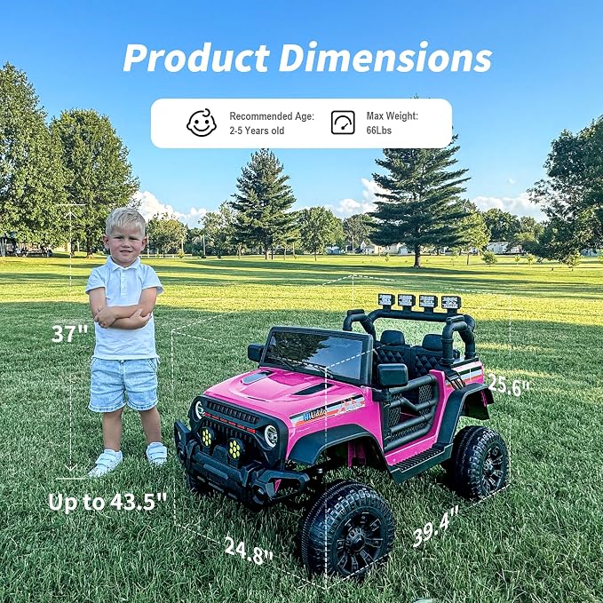 4WD Kids Ride on Car Truck, 12V 7Ah Kids Electric Vehicles Car Ride on Toy - Image 3