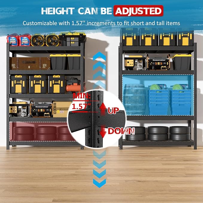 MUPATER 60.04”W × 24.02”D × 80.71”H Metal Storage Shelves, 3000 LBS Heavy Duty - Image 4