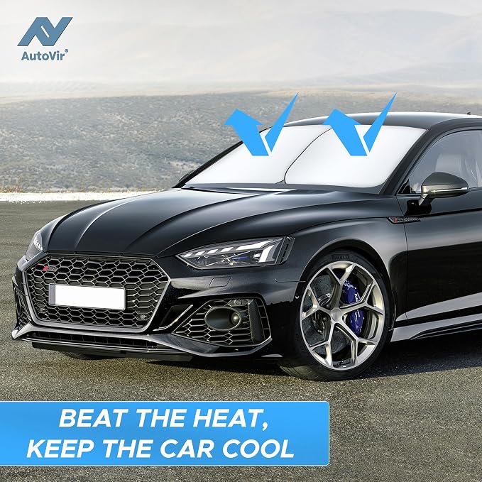 2 Piece Car Windshield Sun Shade Foldable | Durable Polyester Windshield - Image 8