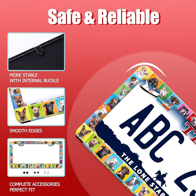 Dog License Plate Frame Puppy Pet License Plate Frames Funny Stainless Steel - Image 2