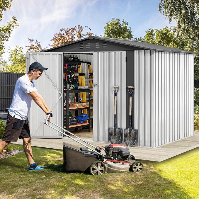 DWVO 8x6FT Outdoor Storage Shelter, Roomy Steel Tool Shed - Image 2