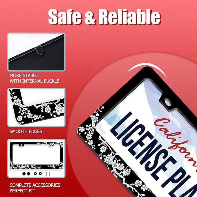 Cherry Blossoms License Plate Frame Beautiful Floral License Plate Frames - Image 4