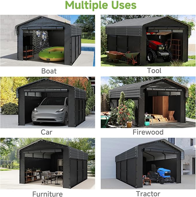 Real Relax 10x15ft Heavy Duty Metal Carport - Image 3