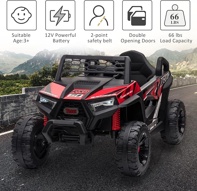 TOBBI 12V Kids Ride on Car, Electric Off-Road UTV Truck - Image 5