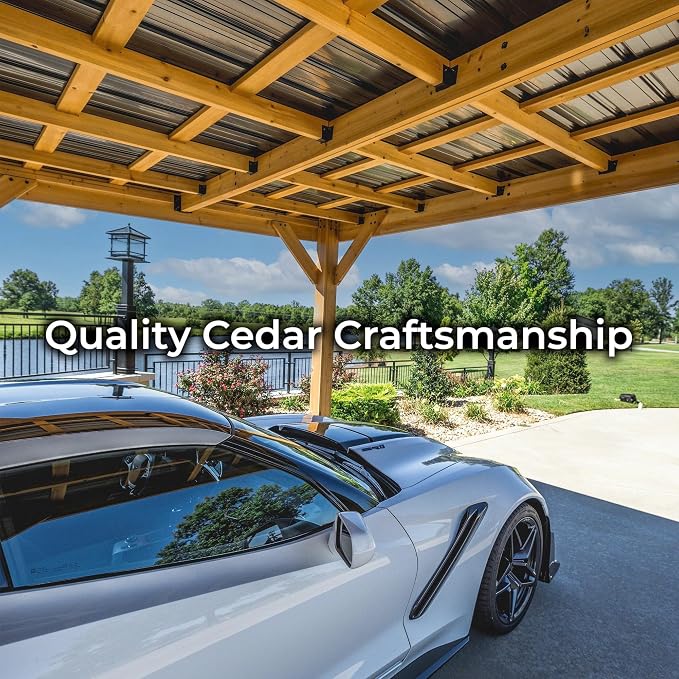 Backyard Discovery Kingsport 20' x 12' Cedar Wood Outdoor Carport Garage - Image 6