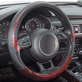 Xizopucy Wood Grain Steering Wheel Cover Red Universal Microfiber Leather by Xizopucy